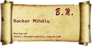 Backer Mihály névjegykártya